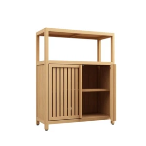 Bamboo Storage Cabinet Furniture for Bathroom Living Room With Shelves - Picture 1 of 5
