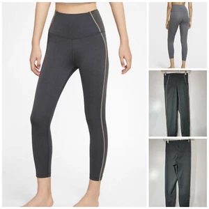 NIKE Dri-FIT Women’s Yoga 7/8 Leggings Side Stripes Gray Size Small - Picture 1 of 12