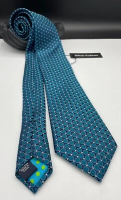 TED BAKER London Men's 100% Silk Tie ~ Teal Blue ~ Geometric Dot ~ MSRP: $115.50 - Image 1 of 4