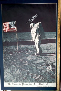 BUZZ ALDRIN SIGNED POSTER 24X36 APOLLO 11 Landing #555/1969.   FRAMED - Picture 1 of 5