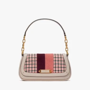 Kate Spade Gramercy Small Plaid Twill Racing Stripe Shoulder Bag - Picture 1 of 7