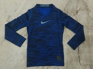 Youth Boys Small Fitted Nike Pro Dri Fit Long Sleeve Compression Blue Shirt - Picture 1 of 8