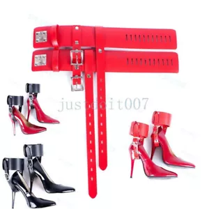 Locking PU Ankle Sexy Restraint Straps to High Heels Shoelaces New - Picture 1 of 16
