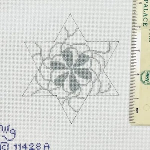 Whimsy & Grace Hand painted Needlepoint canvas Silver Forever Star ornament - Picture 1 of 2