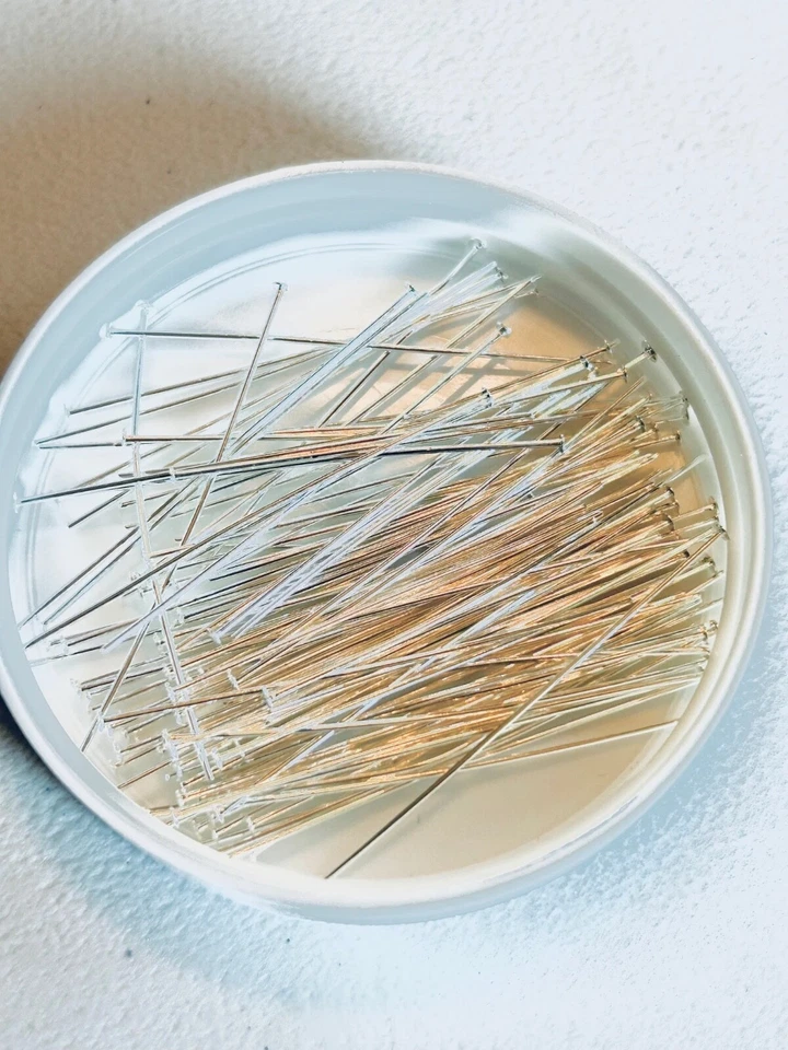 Pasadores de cabeza de latón enchapados en plata de 2 pulgadas calibre 21 50 piezas Foto 1 de 1