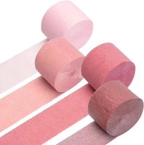 Crepe Paper Streamers 4 Rolls 328ft, Pack of Metallic Rose Gold, Pink, Dusty Pin - Picture 1 of 6