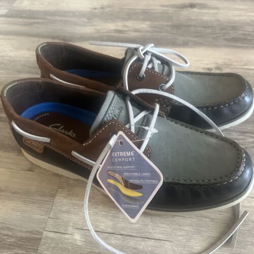 Clarks Noonan Lace Dark Tan Combi Boat Shoes Men’s 7.5 | eBay