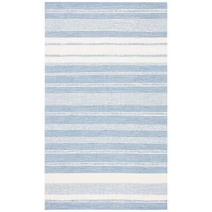 SAFAVIEH Striped Kilim STK503A Handwoven Ivory /Blue Rug - Picture 1 of 15