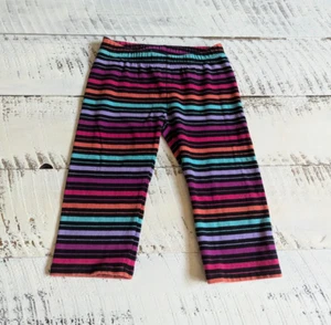 Gap Kids Size 6-7 Vintage Black Bright Stripe Capri Leggings - Picture 1 of 3