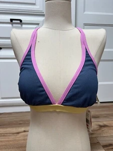 Jessica Simpson Bikini Top Navy Full-Support Triangle  Size L MSRP $54 - Picture 1 of 9