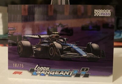 2024 Topps Paddock Pass F1 - Logan Sergeant  *F1 Car Purple Refractor* /75 #50 - Image 1 of 2