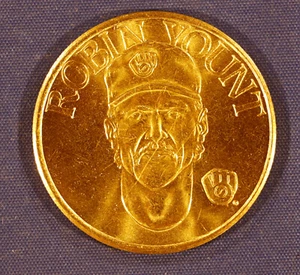 1990 Bandai Sports Stars Coin Robin Yount Brewers NMMT - Bild 1 von 2