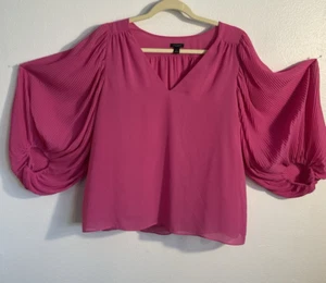 Ann Taylor Damen Shirt Bluse Hot Pink Akkordeon Plissee Ärmel Glam Barbiecore - Bild 1 von 10