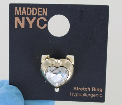New Madden NYC Heart Stretch Ring - Goldtone with Crystal Stone - 1 size - Image 1 of 4