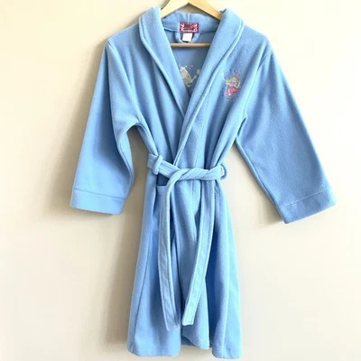 Vintage GIRL THING Girl's Fairy Princess Blue Fleece Robe Pajama Bathrobe Size L - Image 1 of 4