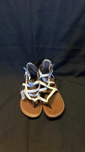 BONGO Women’s Gladiator Sandals White Strappy Zip Back Flat Size 7 - Picture 1 of 4