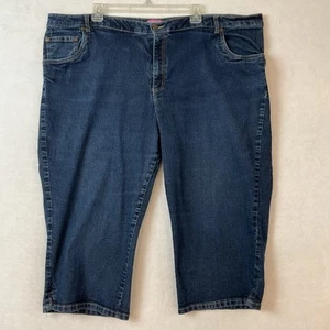 Woman Within Jean Capri Plus Size 28W Blue Denim Stretch Pockets Capris - Picture 1 of 16