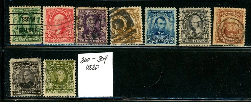 US Scott # 300 - 309 - Used - Nice Centering - CV=$44.00          (14-C254) - Image 1 of 1