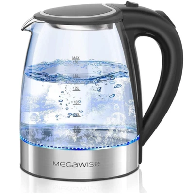 Megawise 1.8L Electric Glass Kettle 1000W BPA-Free Auto Shut-Off LED Light - Image 1 of 4