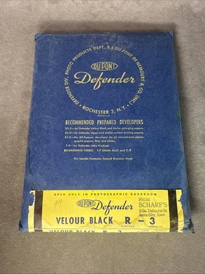 VINTAGE DUPONT VELOUR BLACK R-3 PHOTOGRAPHIC PHOTO PAPER 5" x 7" NOS - Image 1 of 4