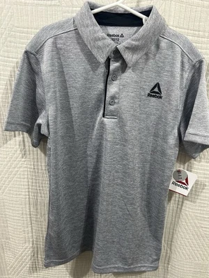 Reebok Boys Youth Polo Short Sleeve,Sleet Heather (Gray) Size L 10/12 NWT - Image 1 of 4