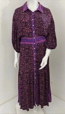 City Chic 20-22 / L-XL Starling Reine Evie Maxi Dress Purple Floral Crinkle - Image 1 of 4