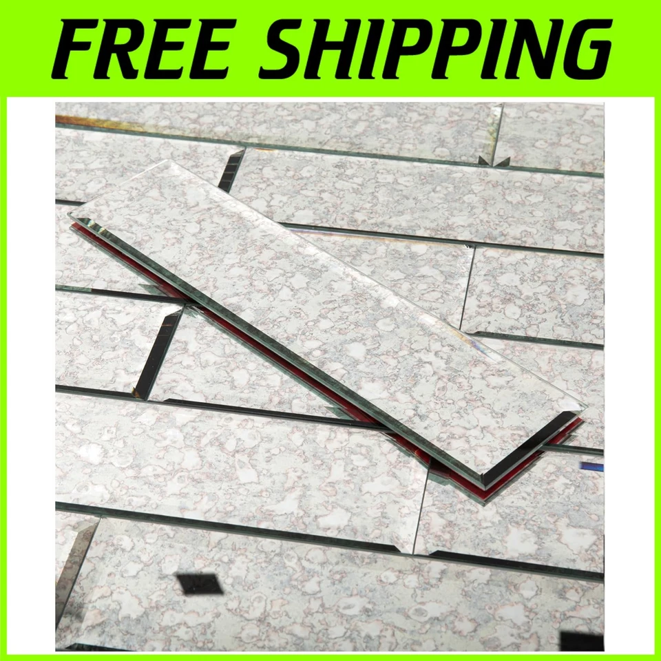 Azulejo espejo biselado antiguo vintage de 3x12 pulgadas - Salpicadero fácil de pelar y pegar Foto 1 de 4