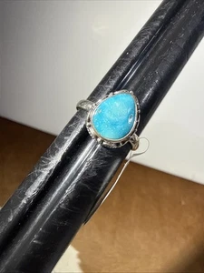 925, Sterling Silver Blue Ridge Turquoise Single Stone Ring Sz 8.5, Southwest - Picture 1 of 7