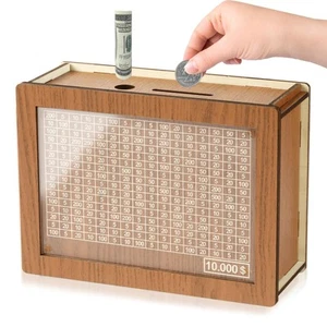 10000 Savings Challenge Box, Money Saver Box 10k Smash, Wooden Digital Save P... - Picture 1 of 7