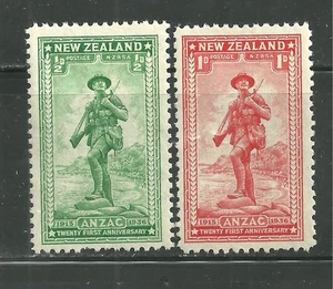 NEW ZEALAND 259-60 MINT LIGHT HINGE ANZAC 21ST ANNIVERSARY - Imagen 1 de 1