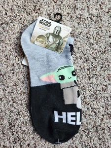 Star Wars Mandalorian No Shows socks grey black Unisex size 4-10 - Picture 1 of 5