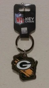 NFL Green Bay Packers Wisconsin State Shaped Key Chain - Picture 1 of 2