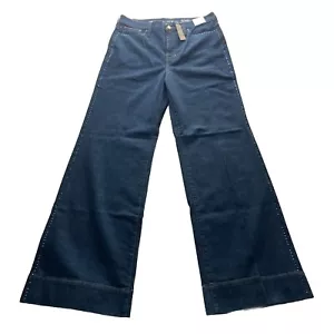 J. Crew Tall Wide-Leg Embellished Denim Trouser Size 32T Womens - Picture 1 of 12
