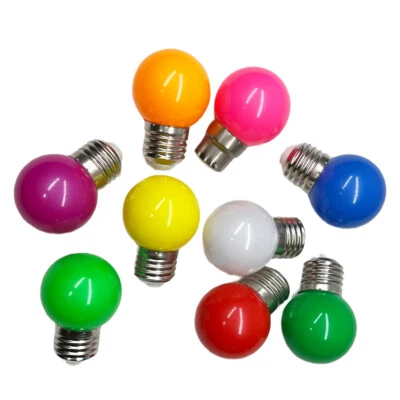 10x Multicolor LED Light Bulb B22 E27 Blue Red Green Pink White Orange Purple 2W - Image 1 of 4