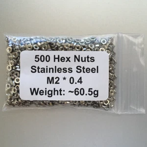 500 Hex Nuts M2 * 0.4 Stainless Steel - Picture 1 of 1