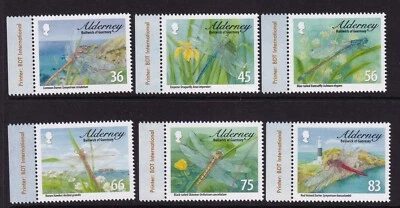 Alderney 2010 side marginal Dragonflies set SG A381-A386 MNH - Image 1 of 2
