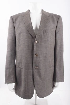 Armani Collezioni Mens Suit Jacket Sport Coat 44L Gray Black Plaid Wool Silk NWT - Image 1 of 4