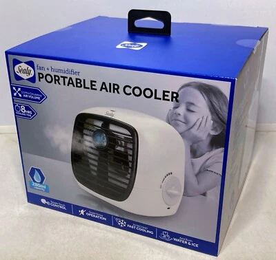 Sealy Tragbarer Luftkühler Klimaanlage Weiß Persönlicher Ventilator + Luftbefeuchter, Geräuscharm - Bild 1 von 4