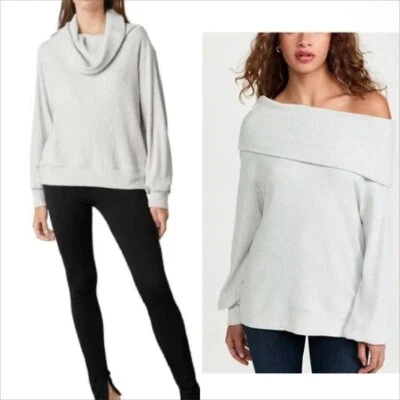 NWT Velvet Graham & Spencer Sweater Sz S Woman Gray Ribbed Cowl Neck Long Sleeve - Image 1 of 4