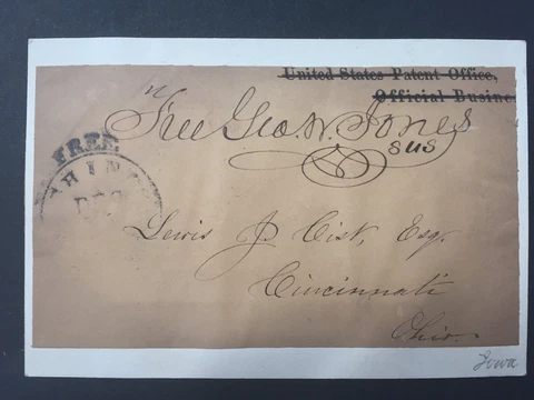 ORIGINAL, SIGNATURE U.S. Senator George Jones-Iowa Cover