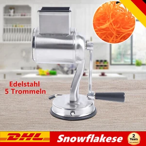 Trommelreibe Edelstahl Gem seschneider Manuelle Kartoffelreibe mit 5 Trommeln DE - Bild 1 von 13