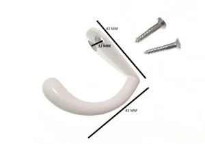 Single Hat And Robe Coat Hanger Clothes Hook White + Screws Pack Of 10 - Picture 1 of 1