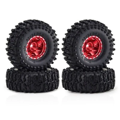 4Pcs 1.0 inch Beadlock Wheels and Tires Set for 1/24 SCX24 AX24 FCX24 1/18 TRX4M - Image 1 of 4