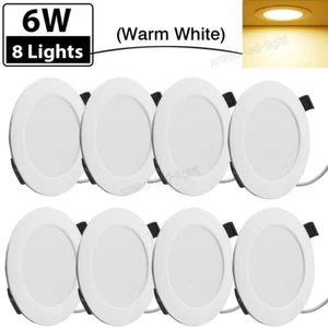 8x 4 Inch Ultra-Thin Round Led Panel Fixture Light Recessed Ceiling Bulbs 3000K - Picture 1 of 11