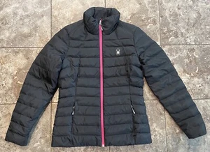 Spyder Jacket Womens Medium Black Puffer Down Quilted Coat Insulated Quilt EEUC! - Picture 1 of 3