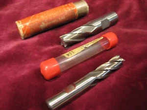 Vintage Brubaker Tool Roughing End Mill 3/4" x 3" Cobalt + 1/2" x 3 3/4" HSS USA - Picture 1 of 9