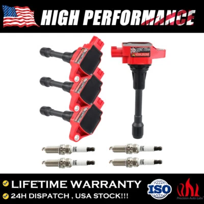 4X Ignition Coil + 4X Spark Plug for Nissan Versa Note Tiida March 1.6L-L4 UF549 - Image 1 of 4
