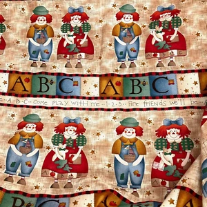 ABC Come Play With Me Rag Dolls 100% Cotton Quilting Fabric 7/8 yard KD Kids - Picture 1 of 6