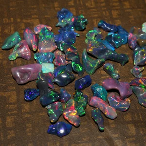 13 To 8 MM Natural Black Ethiopian Welo Fire Opal Polish Rough Loose Gemstones - Picture 1 of 12