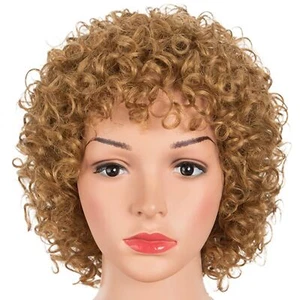 8'' Curly Wig with Bangs, Glueless, Honey Blonde, Brazilian 100% human Hair - Picture 1 of 5